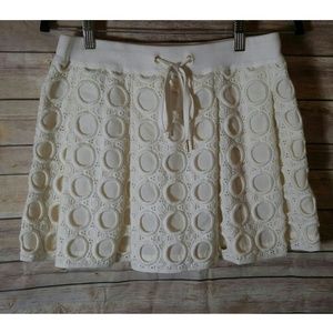 Juicy Couture Cream Circle Eyelet Mini Skirt